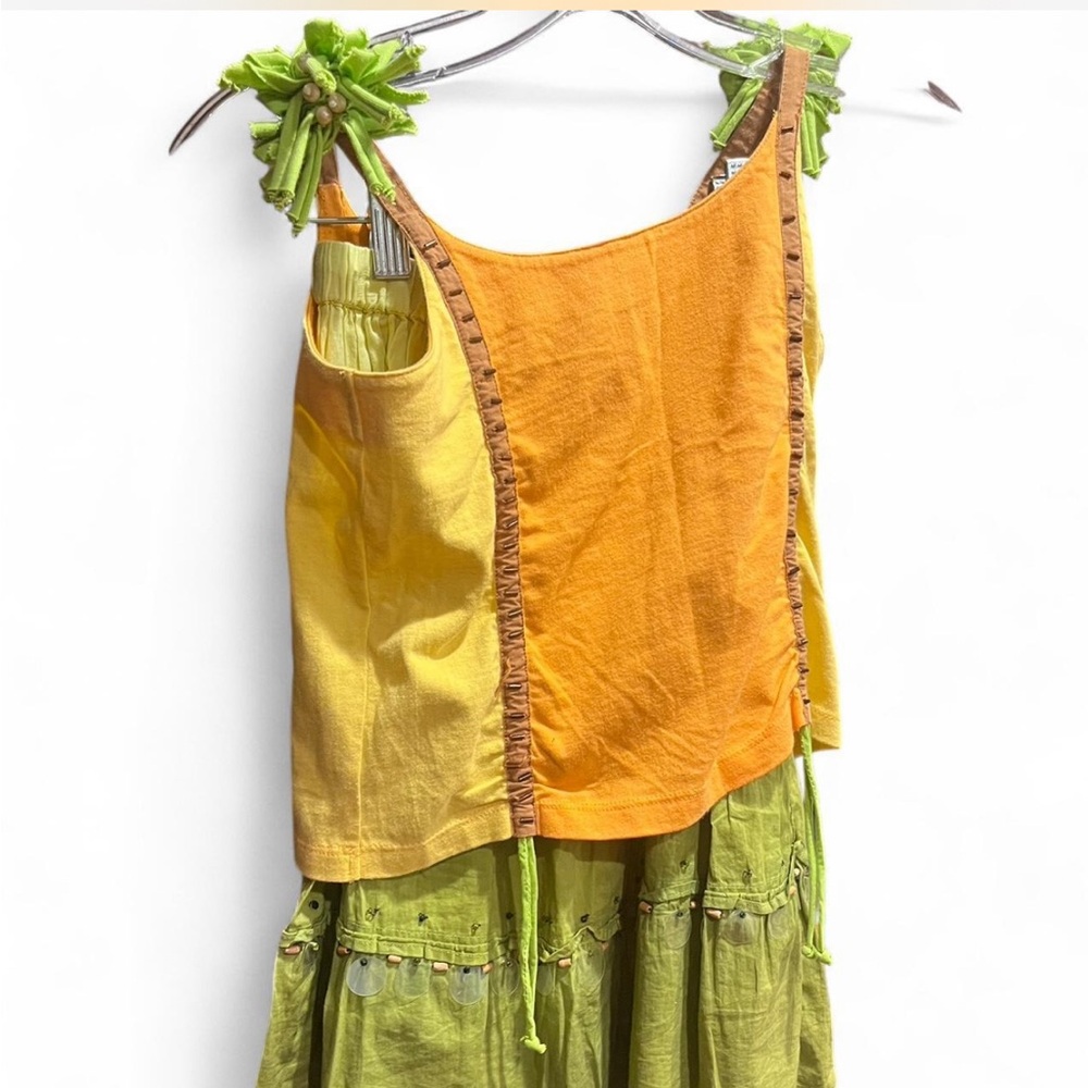 Michael Simon Yellow and Orange Tank Top with Green Accents